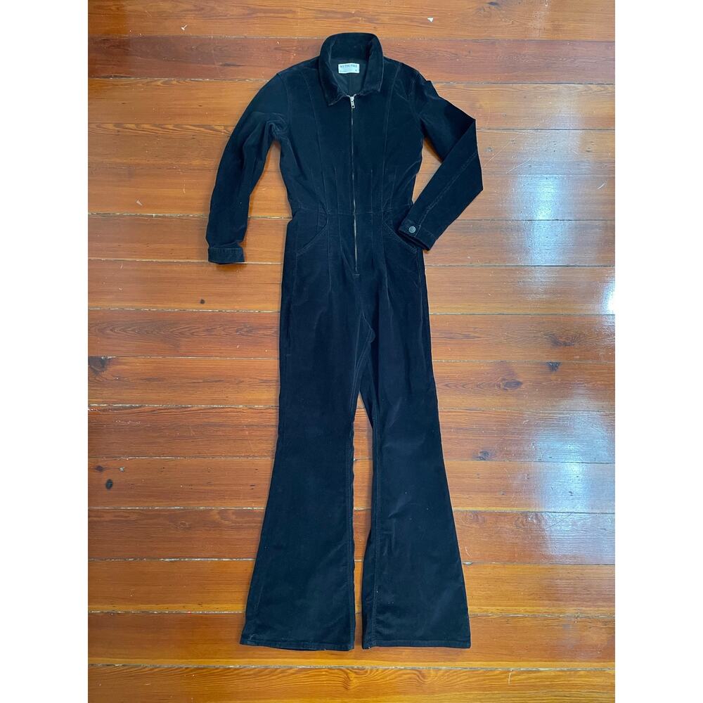 Free People We The Free Jayde Corduroy Flare Jumpsuit Black Medium - Picture 4 of 13